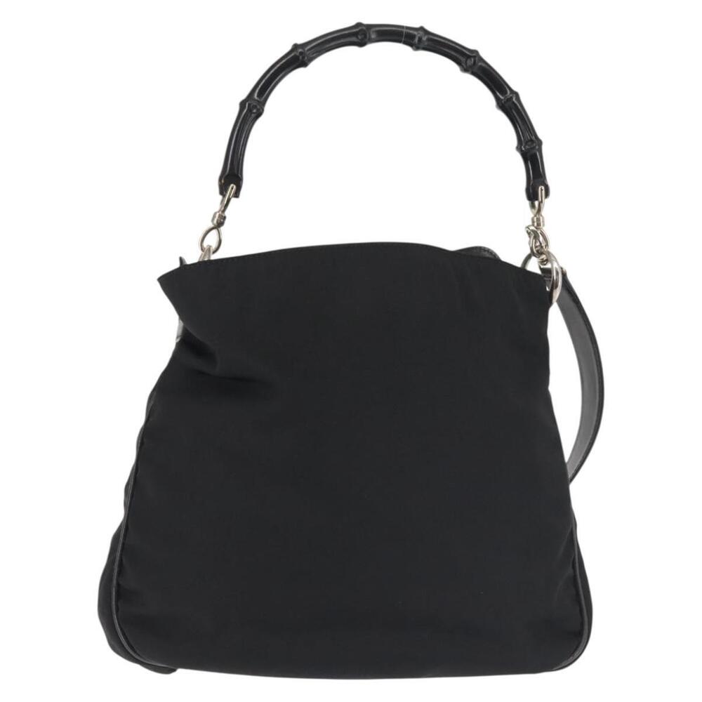 GUCCI Bamboo Hand Bag Canvas 2way Black Silver 001 1638 1705 Auth 142542 - Picture 13 of 16